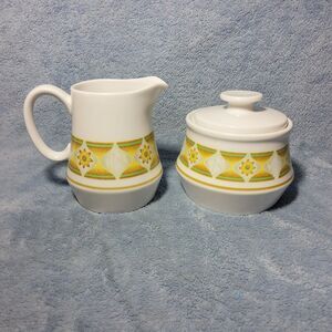 Vintage 1970's Noritake Progression Sunglow 9042 China Sugar & Creamer Dish Set